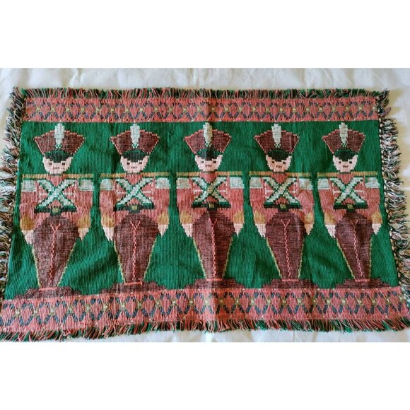 Vintage NUTCRACKER SOLDIER RUG  Hand Made India ,Hayim Company Cotton - Picture 1 of 10